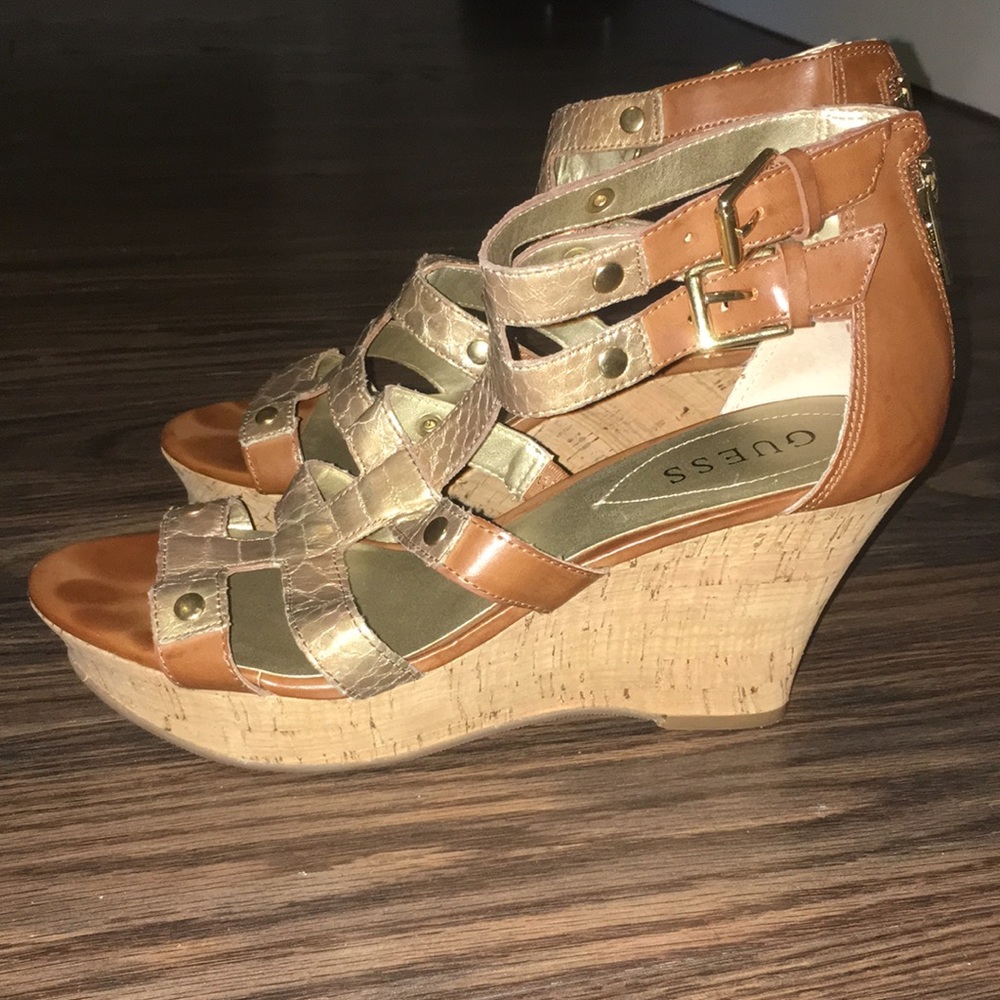 Guess brown and gold cork wedge heels - Picture 7 of 7
